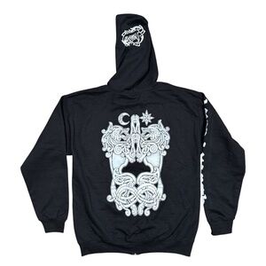 Amon Amarth Runes Death Metal Viking Runes Full Zip Fleece Hoodie Mens Medium